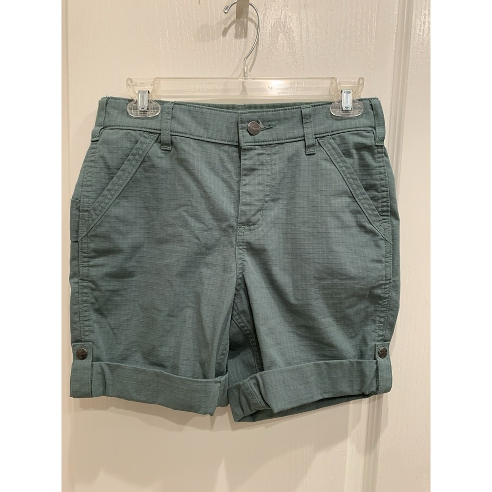Carhartt Women's Force Loose Fit Work Shorts Teal Green Womens Size 2 - Picture 1 of 7